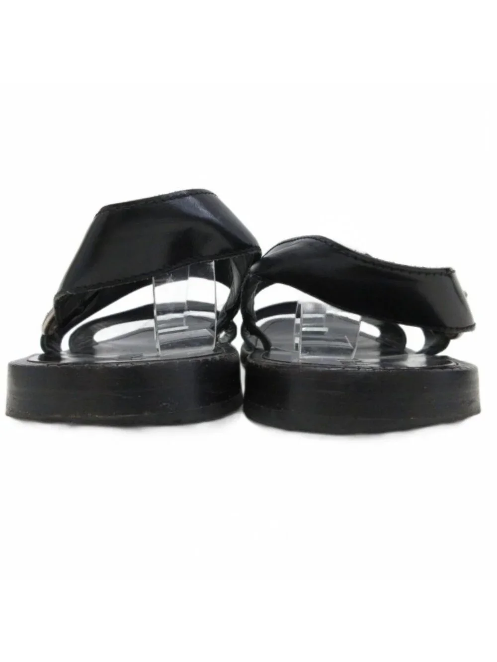 Prada Sandals Double Strap Leather 9 Black